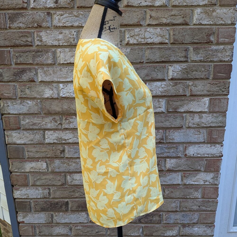 ⭐ Joie Solace Blouse Citrus Split Neck Yellow Floral Print top size XXS - Picture 4 of 16